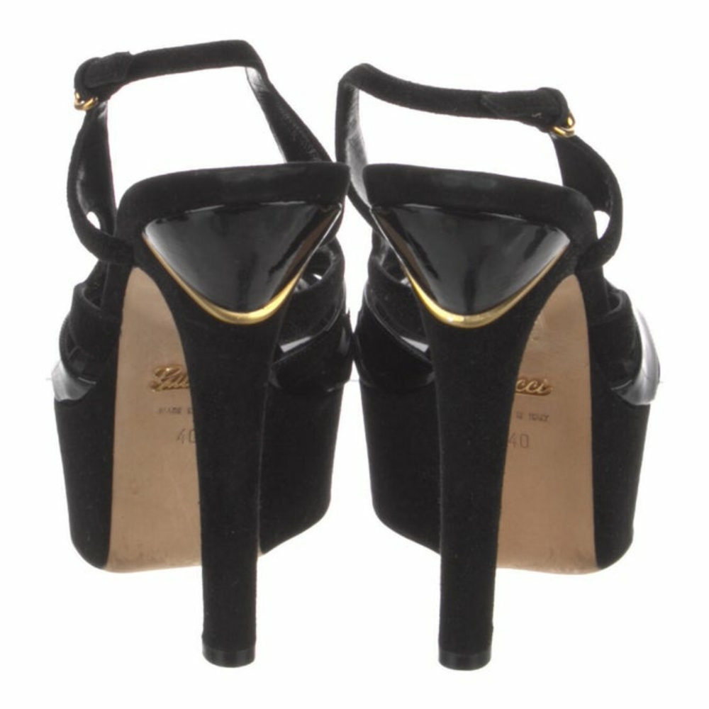 Gucci Vintage Patent Criss Cross Stiletto - slingback platform pumps Sz 40 HP🎊 - Picture 4 of 5